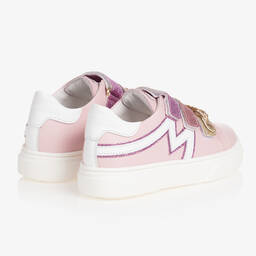 Monnalisa-Girls Pink Leather Glitter Velcro Trainers | Childrensalon Outlet