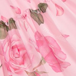 Monnalisa Chic-Girls Pink Roses Chiffon Dress | Childrensalon Outlet