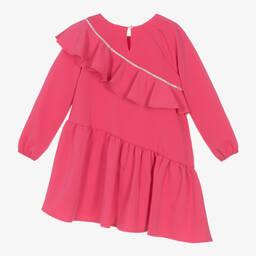 Monnalisa Chic-Girls Pink Ruffle & Diamanté Dress | Childrensalon Outlet