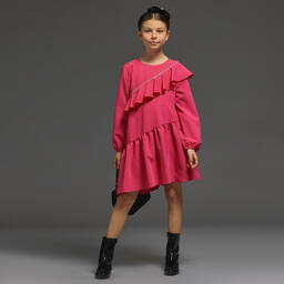 Monnalisa Chic-Girls Pink Ruffle & Diamanté Dress | Childrensalon Outlet