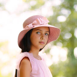 Monnalisa-Girls Pink Straw Hat | Childrensalon Outlet