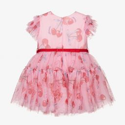 Monnalisa-Розовое платье из тюля с вишнями для девочек | Childrensalon Outlet