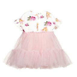 Monnalisa-Girls Pink Tulle Dress | Childrensalon Outlet