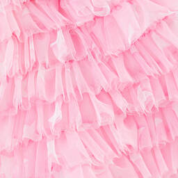 Monnalisa-Girls Pink Tulle Ruffle Dress | Childrensalon Outlet