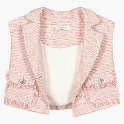 Monnalisa-Розовый жилет из твида для девочек | Childrensalon Outlet