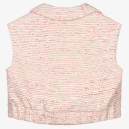 Monnalisa-Розовый жилет из твида для девочек | Childrensalon Outlet