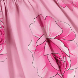 Monnalisa Chic-Girls Pink Twill Rose Print Skirt | Childrensalon Outlet