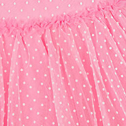Monnalisa Chic-Girls Pink & White Polka Dot Tulle Dress | Childrensalon Outlet