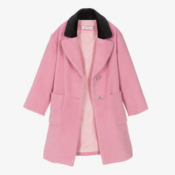 Monnalisa Chic-معطف مزيج صوف لون زهري للبنات | Childrensalon Outlet