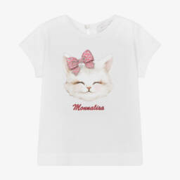 Monnalisa-Girls Pure Cotton Kitty Tee | Childrensalon Outlet