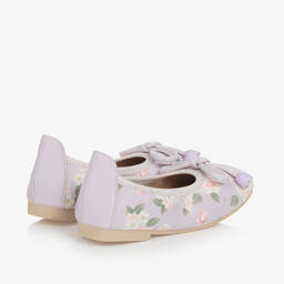 موناليزا-باليرينا جلد صناعي لون أرجواني بطبعة ورود | Childrensalon Outlet