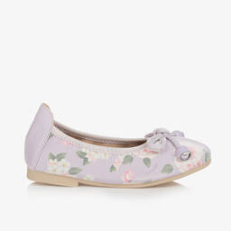 موناليزا-باليرينا جلد صناعي لون أرجواني بطبعة ورود | Childrensalon Outlet