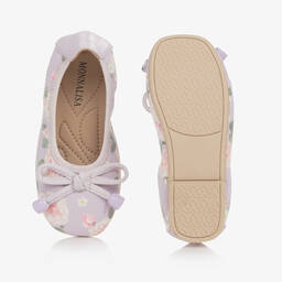 موناليزا-باليرينا جلد صناعي لون أرجواني بطبعة ورود | Childrensalon Outlet