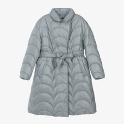 Monnalisa-Girls Quilted Grey Long Jacket | Childrensalon Outlet