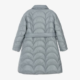 Monnalisa-Girls Quilted Grey Long Jacket | Childrensalon Outlet