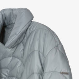 Monnalisa-Girls Quilted Grey Long Jacket | Childrensalon Outlet