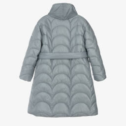 Monnalisa-Girls Quilted Grey Long Jacket | Childrensalon Outlet