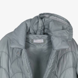 Monnalisa-Girls Quilted Grey Long Jacket | Childrensalon Outlet