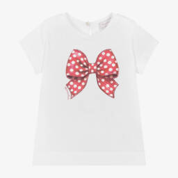 Monnalisa-Girls Red Bow Sparkle Tee | Childrensalon Outlet