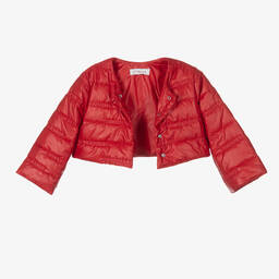 Monnalisa-جاكيت بافر كروب لون أحمر للبنات | Childrensalon Outlet