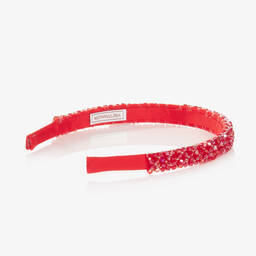 Monnalisa-Girls Red Crystal Hairband | Childrensalon Outlet