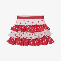Monnalisa-Girls Red Polka Dot Ruffle Skirt | Childrensalon Outlet