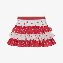 Monnalisa-Girls Red Polka Dot Ruffle Skirt | Childrensalon Outlet