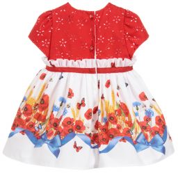 Monnalisa Bebé-Girls Red Poppy Cotton Dress | Childrensalon Outlet