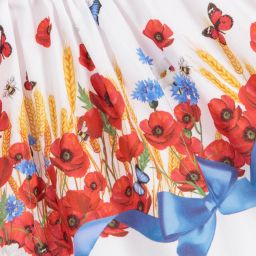 Monnalisa Bebé-Girls Red Poppy Cotton Dress | Childrensalon Outlet