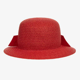Monnalisa-Girls Red Straw Hat | Childrensalon Outlet