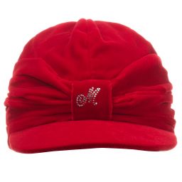 Monnalisa-Girls Red Velvet Cap | Childrensalon Outlet