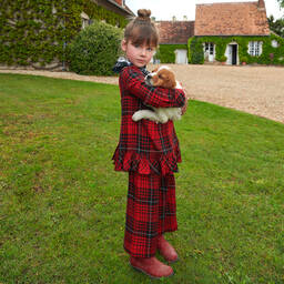 Monnalisa-Girls Red Viscose Check Blouse | Childrensalon Outlet