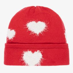Monnalisa-Girls Red & White Knitted Hat | Childrensalon Outlet