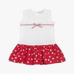 Monnalisa-Girls Red & White Polka Dot Frock | Childrensalon Outlet