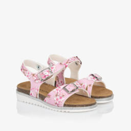 Monnalisa-Girls Rosy Blossom Buckle Sandals | Childrensalon Outlet