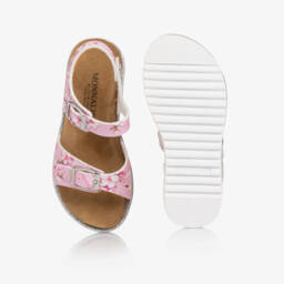 Monnalisa-Girls Rosy Blossom Buckle Sandals | Childrensalon Outlet