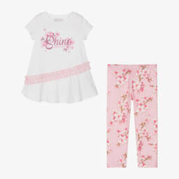 Monnalisa-طقم بناتي بنقشة زهرية وردية | Childrensalon Outlet