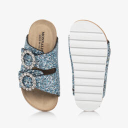 Monnalisa-صنادل بناتية متألقة بلون الياقوت الأزرق | Childrensalon Outlet