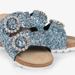 Monnalisa-صنادل بناتية متألقة بلون الياقوت الأزرق | Childrensalon Outlet