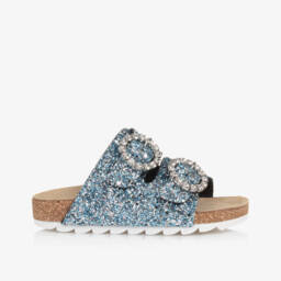 Monnalisa-صنادل بناتية متألقة بلون الياقوت الأزرق | Childrensalon Outlet