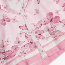 Monnalisa-Girls Satin Blouse with Butterflies | Childrensalon Outlet