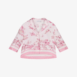 Monnalisa-Girls Satin Blouse with Butterflies | Childrensalon Outlet