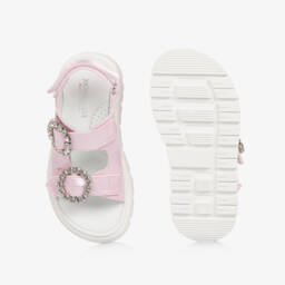 Monnalisa-Girls Satin Buckle Pink Shoes | Childrensalon Outlet