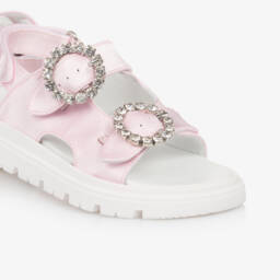 Monnalisa-Girls Satin Buckle Pink Shoes | Childrensalon Outlet