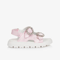 Monnalisa-Girls Satin Buckle Pink Shoes | Childrensalon Outlet