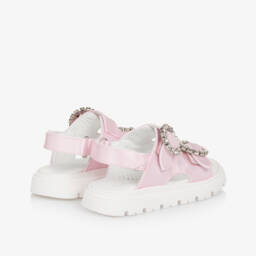 Monnalisa-Girls Satin Buckle Pink Shoes | Childrensalon Outlet