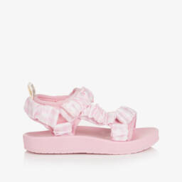 Monnalisa-Girls Satin Pink Checked Sandals | Childrensalon Outlet