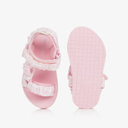 Monnalisa-Girls Satin Pink Checked Sandals | Childrensalon Outlet