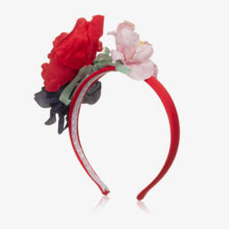 Monnalisa-طوق رأس زهرة القرمزي للبنات | Childrensalon Outlet