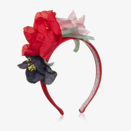 Monnalisa-طوق رأس زهرة القرمزي للبنات | Childrensalon Outlet